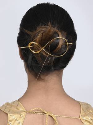 Women gold toned embellished hair accessory 1