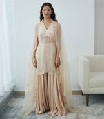 Pearled sand sharara set