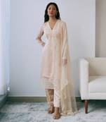 Pearled sand kurta set