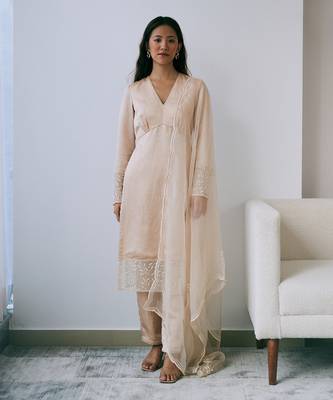 Pearled sand kurta set 2