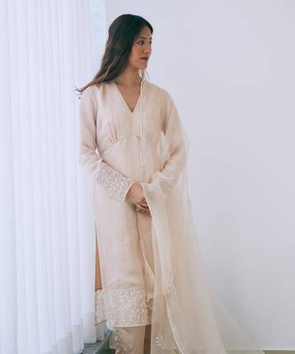 Pearled sand kurta set 5
