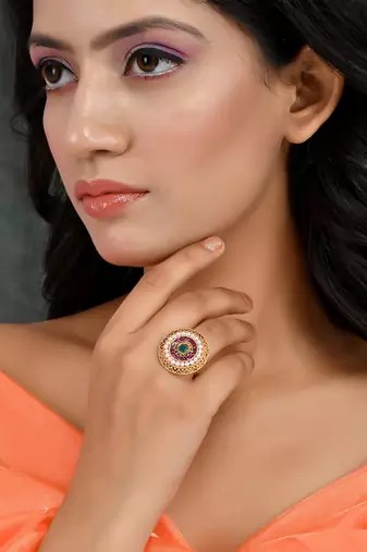 Circular ethnic adjustable finger rings