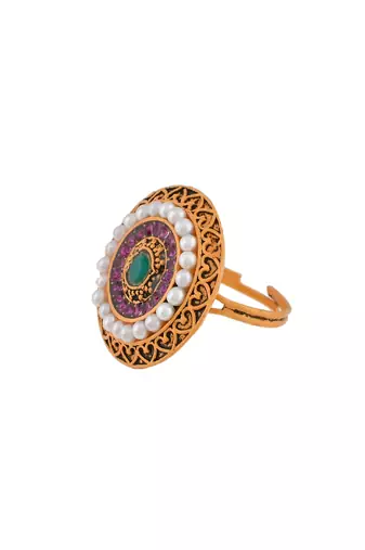 Circular ethnic adjustable finger rings