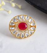 Kundan floral adjustable finger ring