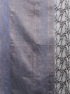 Charcoal Blended Silk Handwoven Ajrakh Print Saree 6