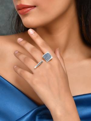 Silver plated brass adjustable finger ring 2
