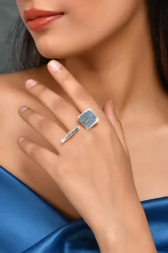 Silver plated brass adjustable finger ring