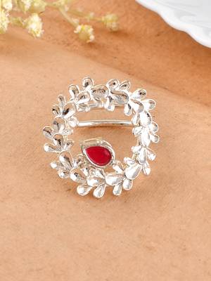 Silver plated floral designer finger ring 1