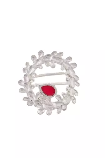 Silver plated floral designer finger ring