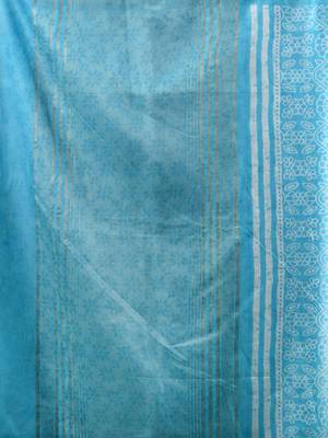 Sky Blue Blended Silk Handwoven Saree With Zari Border 5