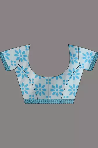 Sky Blue Blended Silk Handwoven Saree With Zari Border