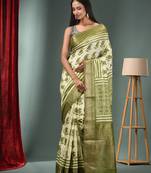 Mint Green Blended Silk Handwoven Saree With Zari Border