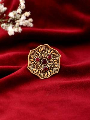 Gold plated south indian adjustable finger ring 1