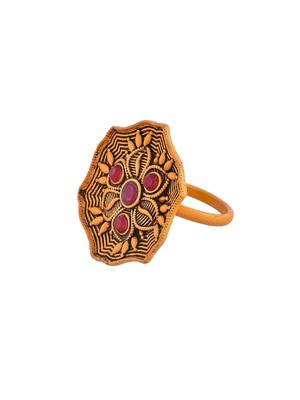 Gold plated south indian adjustable finger ring 3