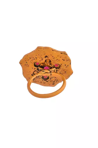 Gold plated south indian adjustable finger ring