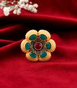 Gold plated floral adjustable ring