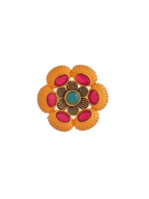 Gold plated floral adjustable finger ring 3