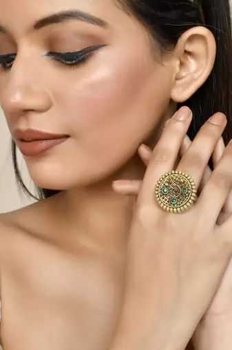 Gold plated handcrafted finger ring
