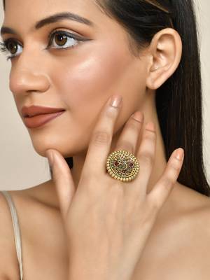Gold plated handcrafted finger ring 2