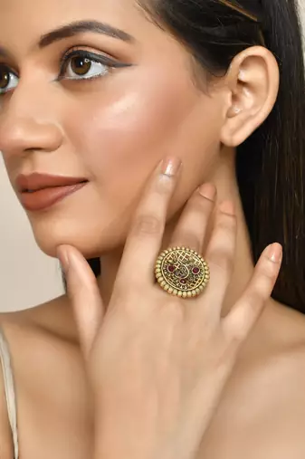 Gold plated handcrafted finger ring