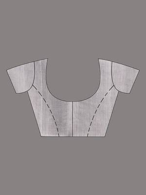 Grey Cotton Blend Handwoven Saree With Stripes Pallu 6