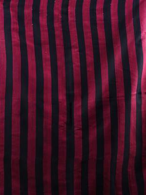 Black Cotton Blend Handwoven Saree With Stripes Pallu 5