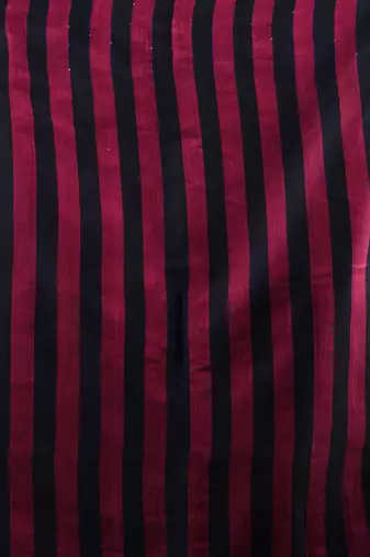 Black Cotton Blend Handwoven Saree With Stripes Pallu