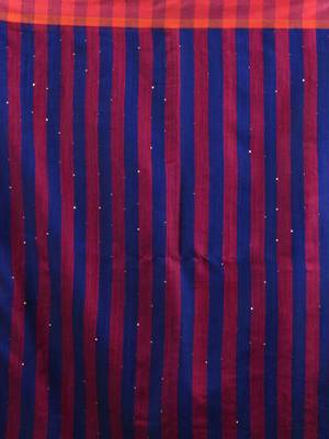 Magenta Cotton Blend Handwoven Saree With Stripes Pallu 5