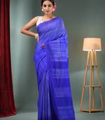 Royal Blue  Matka Handwoven Saree With Texture Pattern