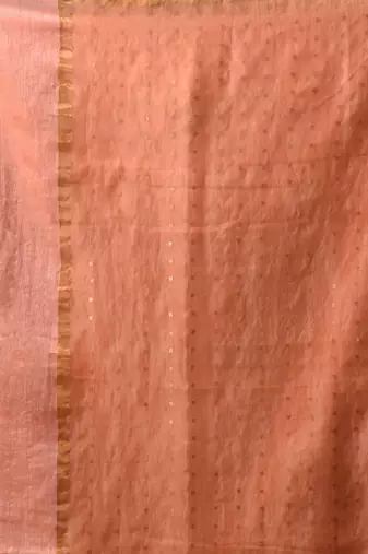 Peach Matka Handwoven Saree With Zari Border
