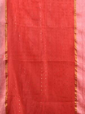 Punch Pink Matka Handwoven Saree With Zari Border 5