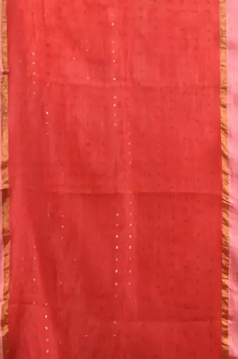 Punch Pink Matka Handwoven Saree With Zari Border