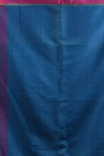 Sapphire Blue Cotton Blend Handwoven Saree With Texture Designs