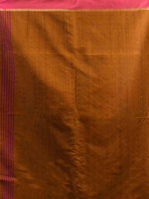 Ochre Yellow Cotton Blend Handwoven Saree With Texture Designs 5