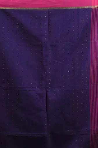 Midnight Blue Cotton Blend Handwoven Saree With Texture Designs