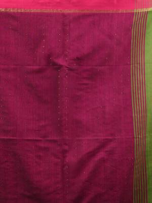 Parrot Green Cotton Blend Handwoven Saree With Texture Designs 6