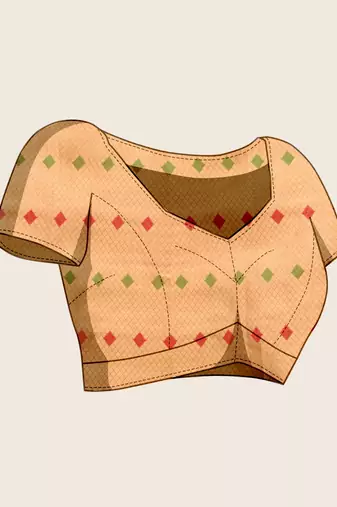 Peach Organza Faux Kanjeevaram Woven Saree With Unstitched Blouse Piece