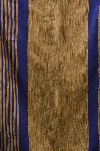 Beige Cotton Blend Handwoven Saree With Ghicha Pallu