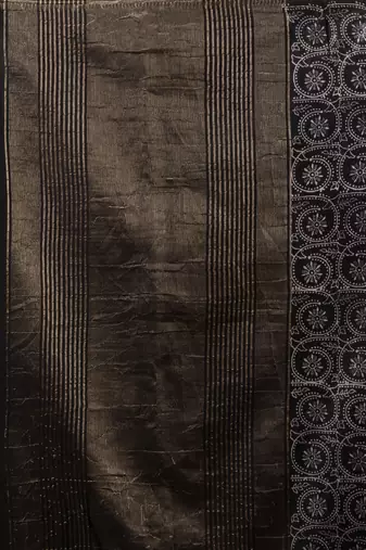 Black Blended Silk Handwoven Saree With Woven Zari Border