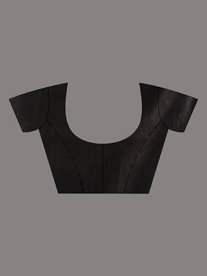 Black Blended Silk Handwoven Saree With Woven Zari Border 6