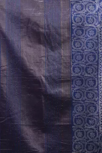 Blue Blended Silk Handwoven Saree With Woven Zari Border