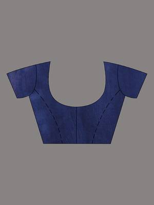 Blue Blended Silk Handwoven Saree With Woven Zari Border 6