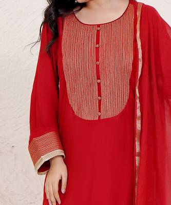Cherry zari kurta with narrow pants 2