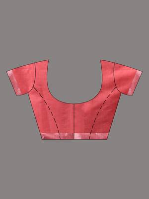 Pink Cotton Blend Handwoven Saree With Zari Border 6
