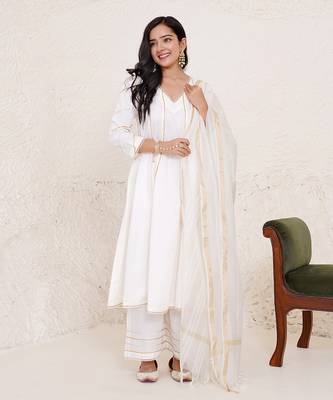 Ivory rosa anarkali with wide leg pants 1