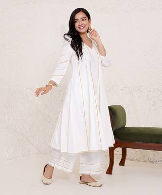 Ivory rosa anarkali with wide leg pants 2