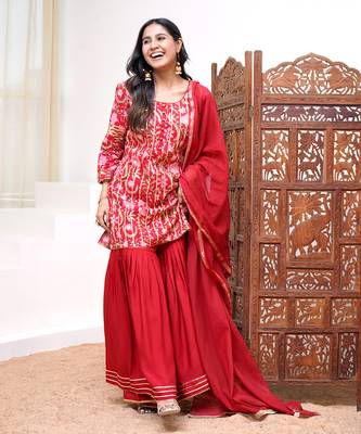 Carnation gota kurti with gharara 1