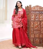 Carnation gota kurti with gharara