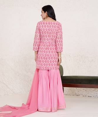 Rose gota kurti with gharara 3