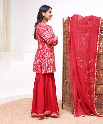 Carnation gota kurti with gharara 2